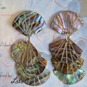 Handcrafted Abalone Fan Earrings